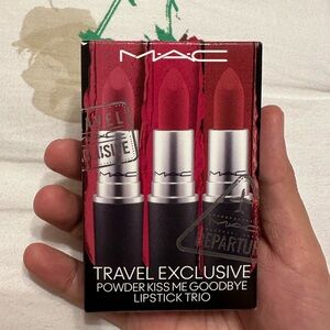 MAC brand new Travel exclusive powder kiss me, goodbye lipstick trio